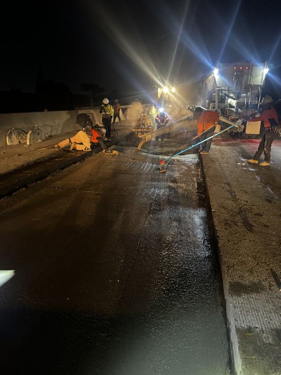 Concrete flatwork finishing at night