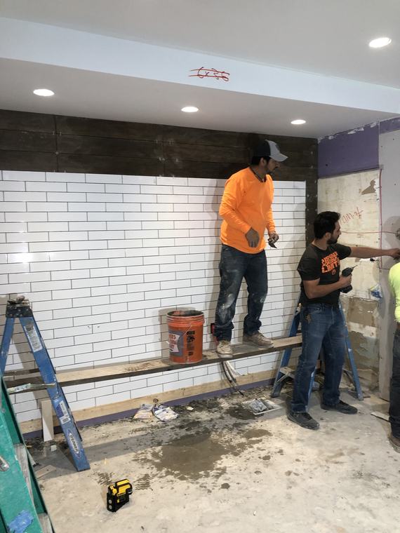 Subway tile installation
