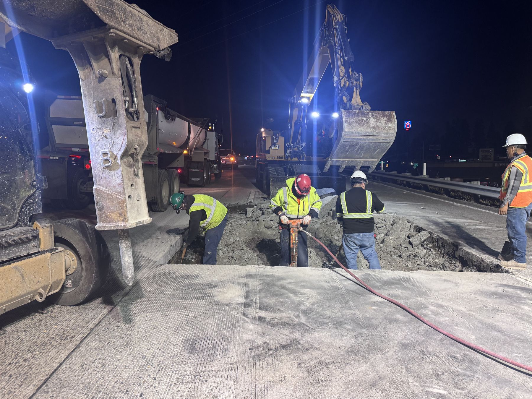 Roadway excavation under night operations